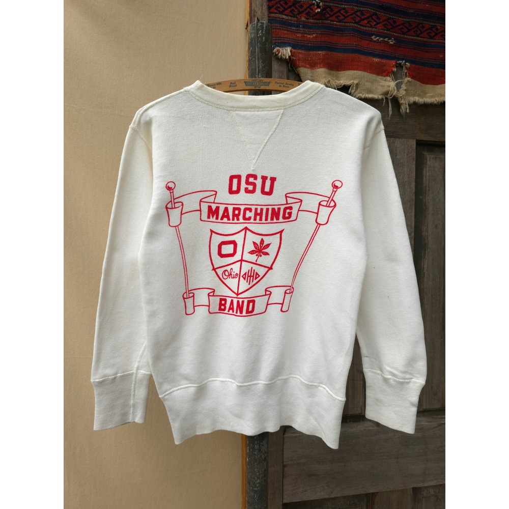 Vintage 1950s White OSU Marching Band Sweatshirt Single V All Cotton